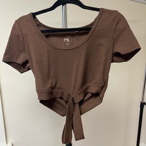 Pacsun Brown Crossed Crop Top